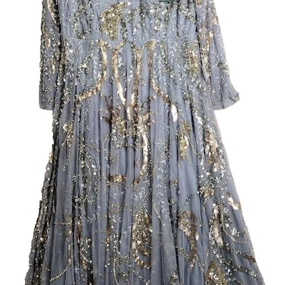 NWT MAC DUGGAL MOTHER OF THE BRIDE EMBELLISHED SEQUIN PLATINUM DRESS 5217‎ - Picture 7 of 15